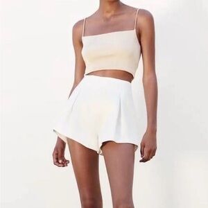 ZARA WHITE SATIN EFFECT BALLOON SHORTS